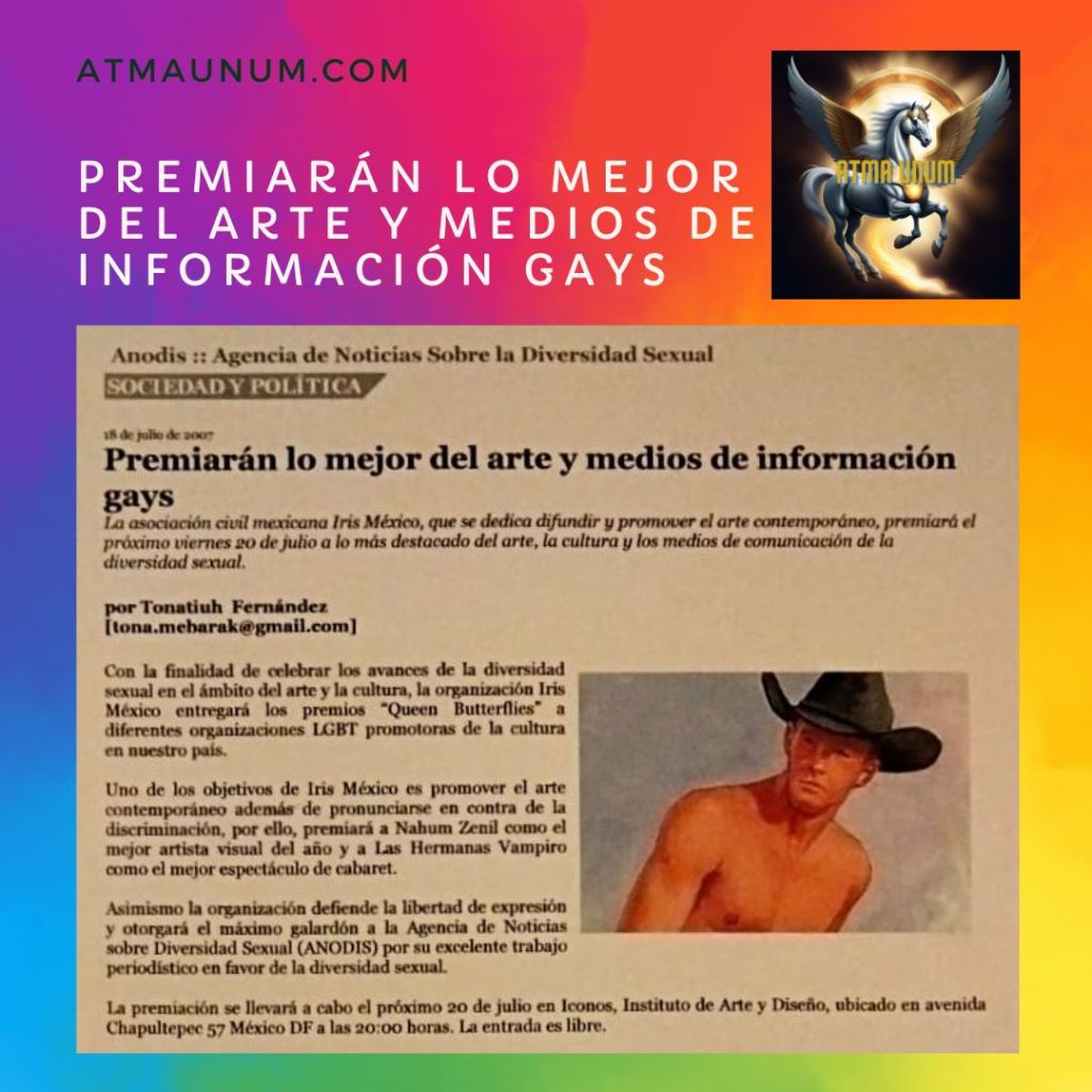 Premiarán lo mejor del arte y medios de información gays. Atma Unum